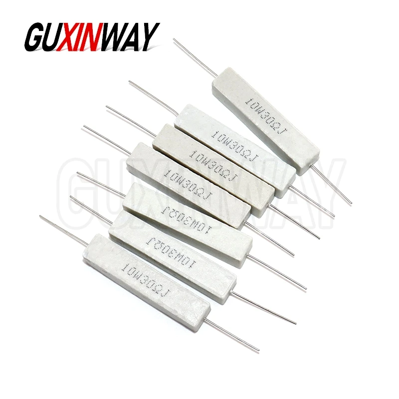 10pcs 10W 27 30 33 36 39 43 47 51 56 옴 27R 30R 33R 36R 39R 43R 47R 51R 56R 세라믹 시멘트 전력 저항 저항 10W 5%