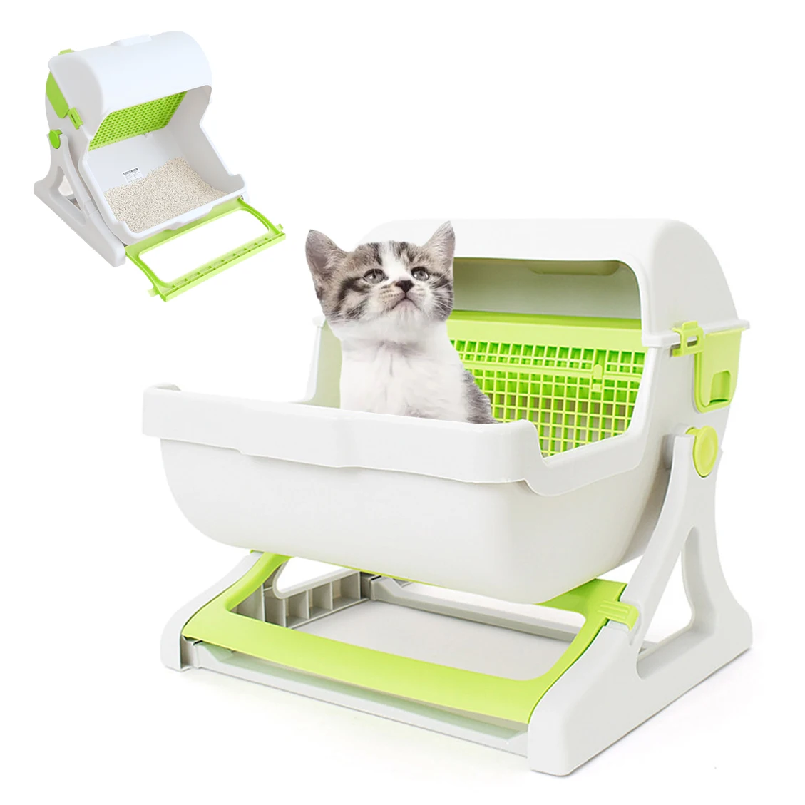 Spatter-proof Sandbox for Cat Pet Flip Semi-automatic Litter Box Luxury Cat Toilet Pet Removable Modular Assembly Cats Supplies