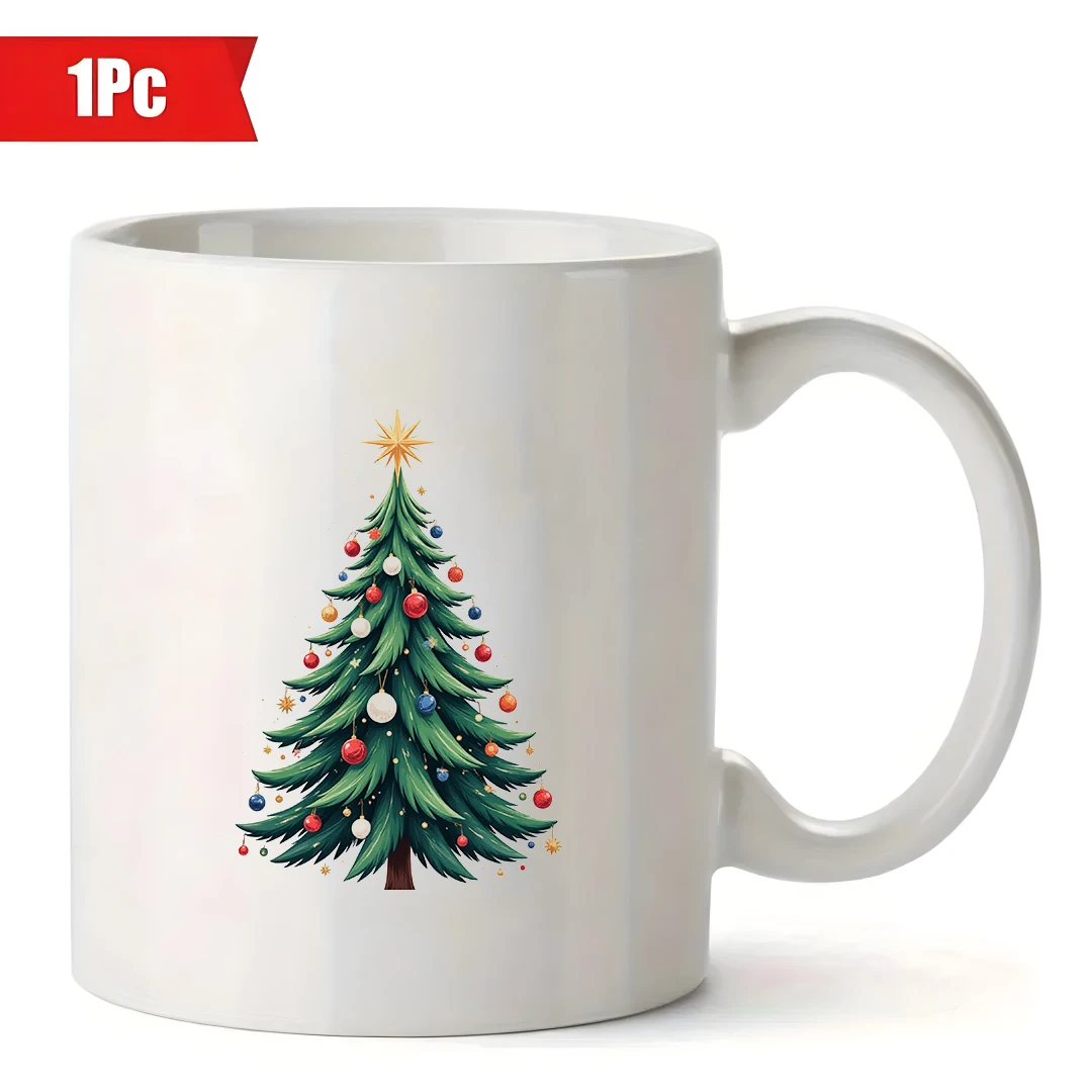 Tazza da 11 once + adesivo per albero di Natale dei cartoni animati + regalo di Natale - Set di tazze da caffè per ufficio familiare con bottiglia d'acqua per bambini