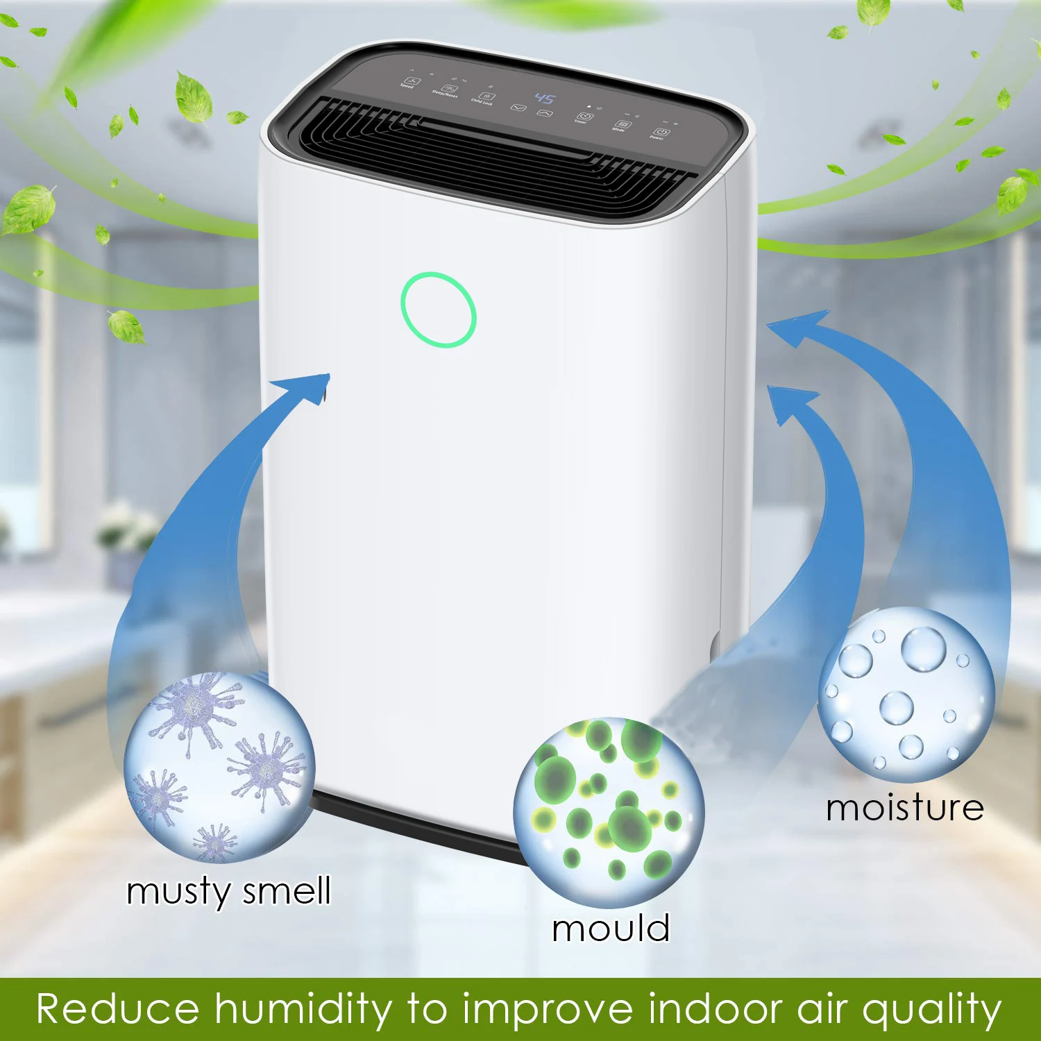 Smart Mini 25L/Day Compressor Dehumidifier, LED Display Portable Dryer for Bedroom, Hotel & Car