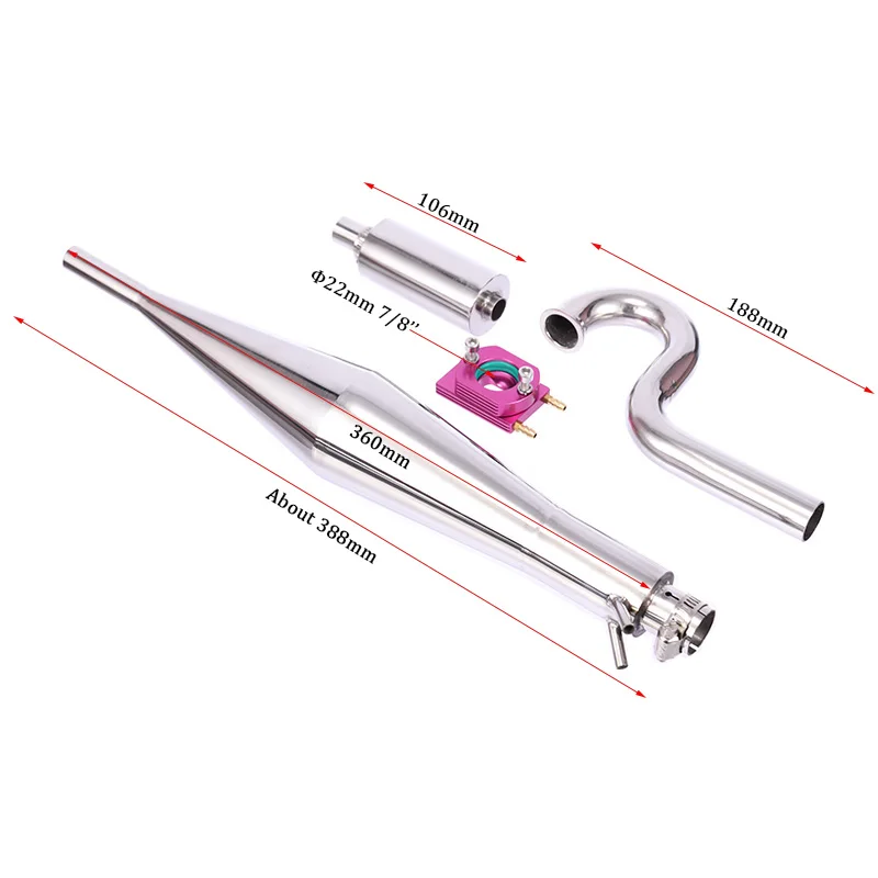 Engine Stainless Steel Exhaust Pipe Tuned Pipe Accessories for 26/29/30/32cc Zenoah Engine RC Boat