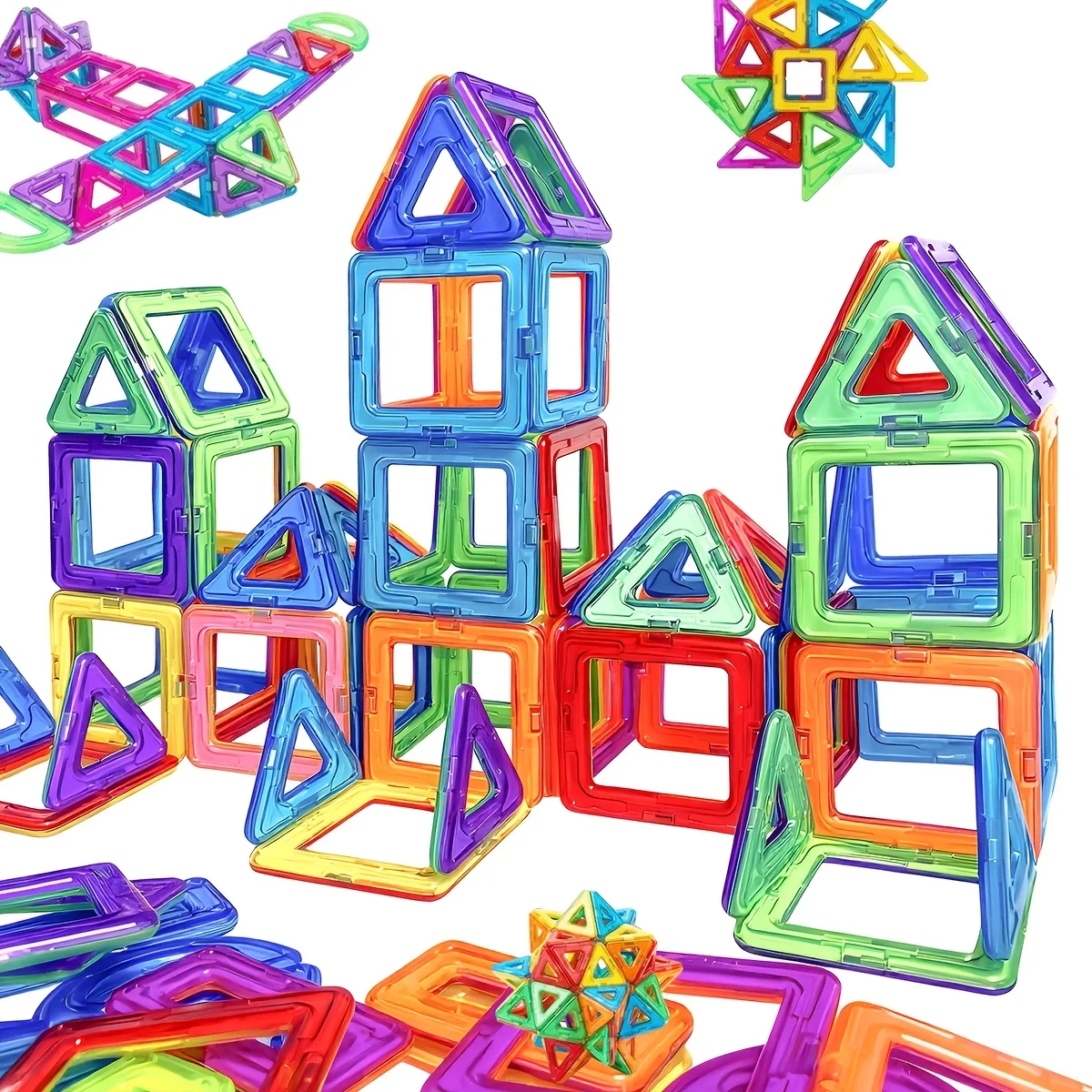 36/58/88Pcs Magnetic Building Toy Magnetic Tiles, Enhance Creativity and Hands-On Ability, Multiple Colors