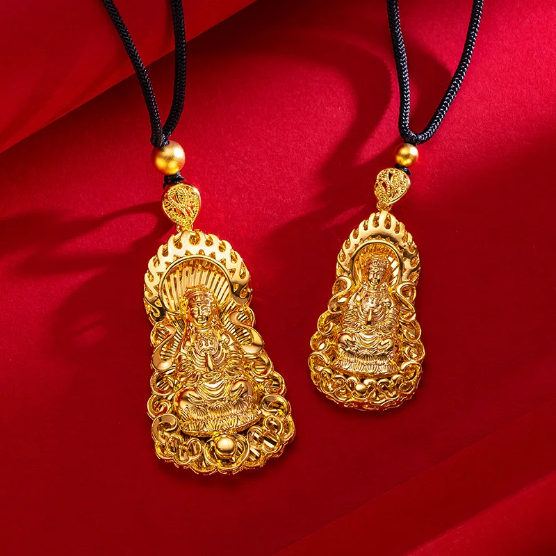 

9999 Real Gold 24K Gold Guanyin Pendant Gold Edition Fire Guanyin Men's Women's Size Pendant Guanyin Bodhisattva Pendant Source