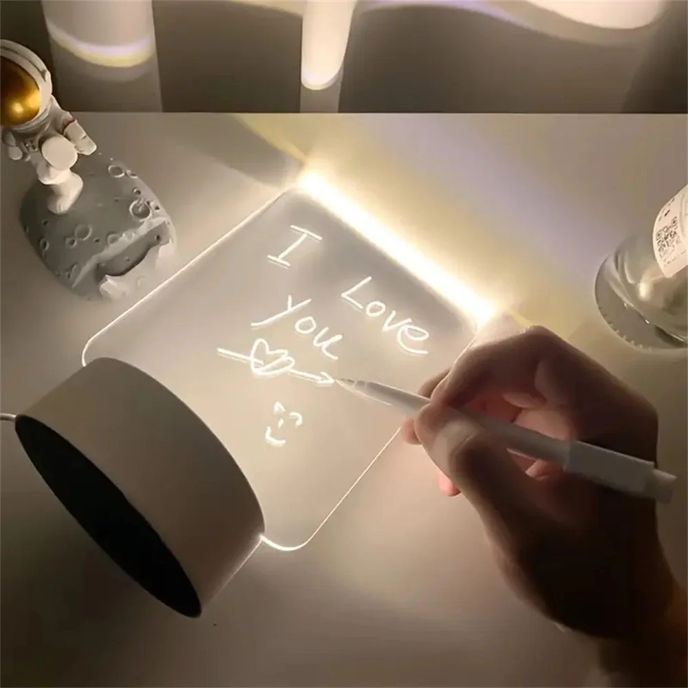 Romantic LED Message Board Night Light with Pen Creative Holiday Gift for Girlfriend USB Powered Decorative Lamp Holiday Gift