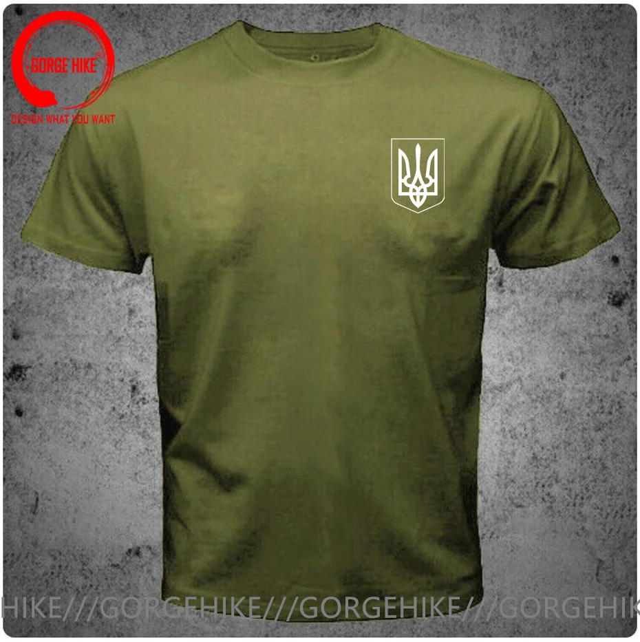 Zelensky Ukrainian Flag Ukraine Tryzub Symbols Men T-Shirt Army Green 100% Cotton Summer T Shirt Men Casual Father & Son T-Shirt