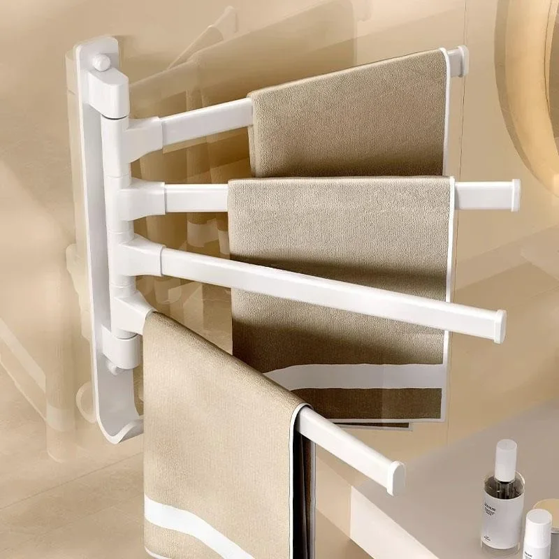 Toilet towel rack, non-punching space aluminum, rotatable multi-layer white