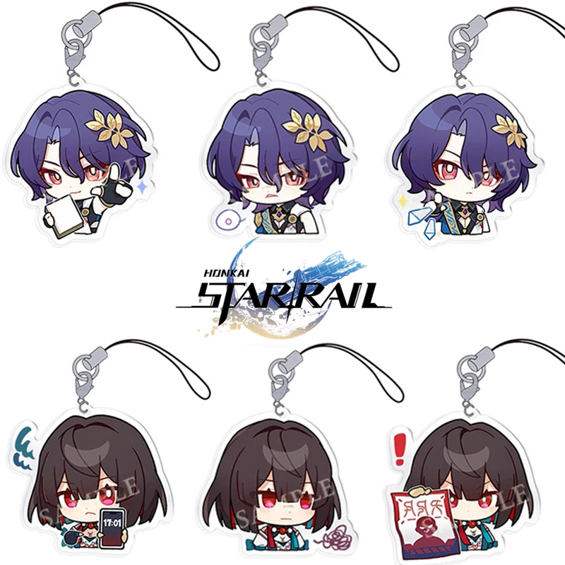 Game Honkai Star Rail Xueyi Dr. Ratio Cosplay Keychain Kawaii Acrylic Phone Chain Keyring Key Chain Bag Pendant Accessories Prop