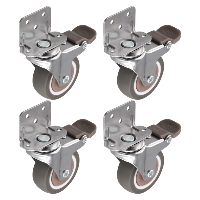 Side Mount Casters, 2 Inch Furniture Wheels, Lshaped Rubber Casters Set Of 4, 360-Degree Locking Swivel Top 4Pack