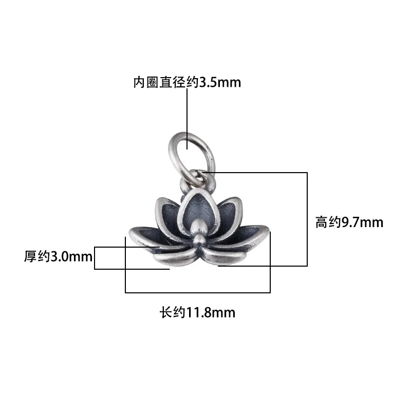 S925 Sterling Anemone Lotus Pendant Braided rope Hand string beaded bracelet necklace Handmade diy accessories