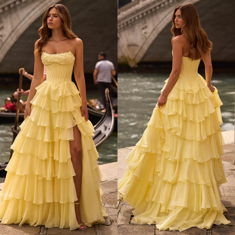 Personalizado a linha sem alças sem mangas elegante vestido de noite formal delicado sob medida vestidos de ocasião moda moderna vestido de festa