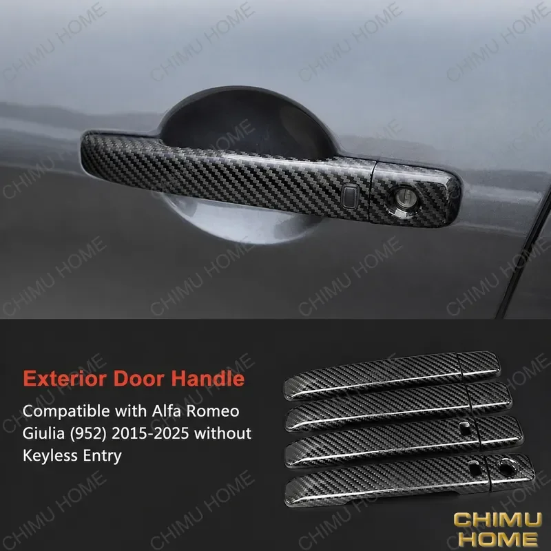 【CHIMU HOME】 Real Carbon Fiber Door Handle Cover Trim for Infiniti G25 G35 G37 Smart Keyhole Exterior Accessories