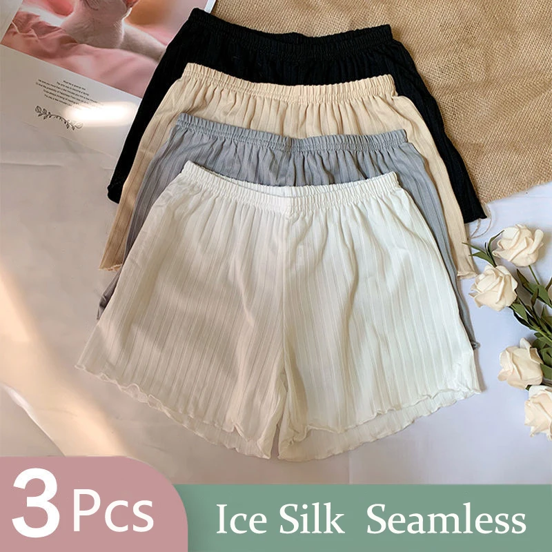 Summer Women\'s Seamless Shorts Safety Pants Ice Silk Boxer Panties Anti-Emptied Underskirt Shorts Comfortable Loose Short Pants