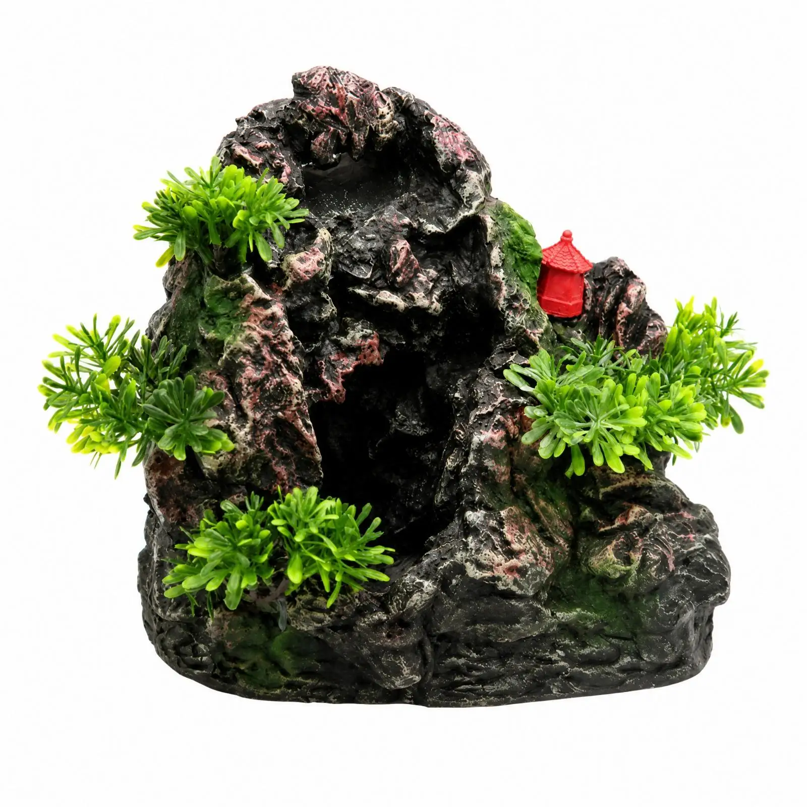 Waterfall Aquarium Decor Fiberglass Rock Landscape Stone with Sand for Desktop Tank Planted Aquarium Hideaway