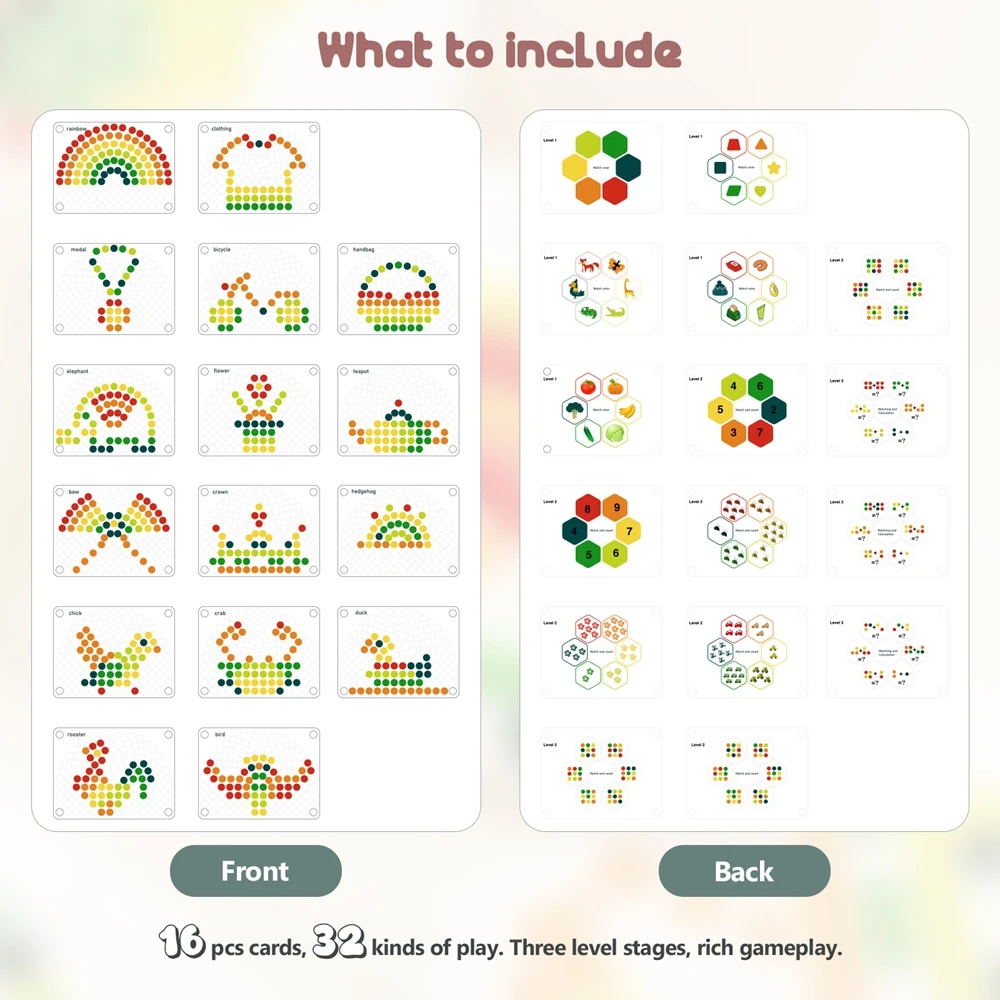 Montessori Rainbow Bead Tekentafel Kleur Sorteren Educatief Speelgoed 1-3 Jaar Speelgoed voor Kinderen Houten Bordspellen Basisspeelgoed