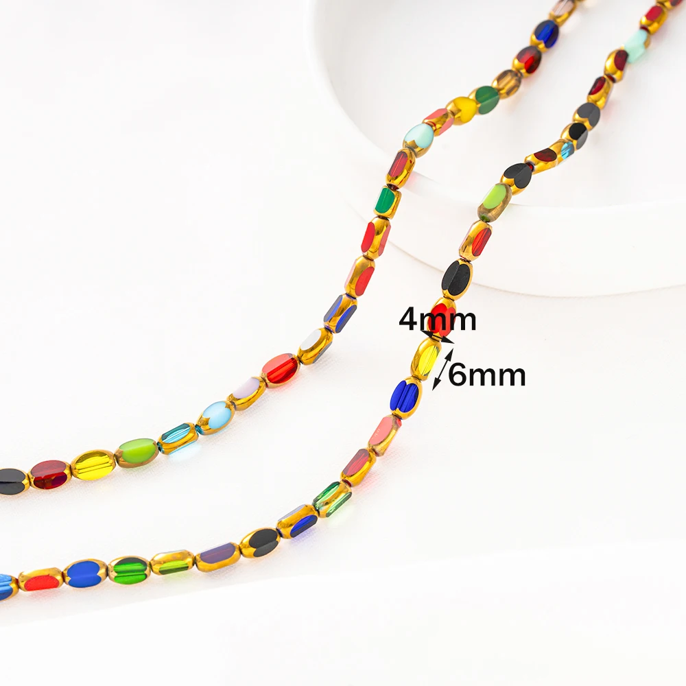 50 Stück/Lot 4x6mm Briolette ovale Glasperlen, lose Kristall-Abstandshalterperlen, Trennperlen für DIY-Armbänder und Schmuckherstellung – Detail 1