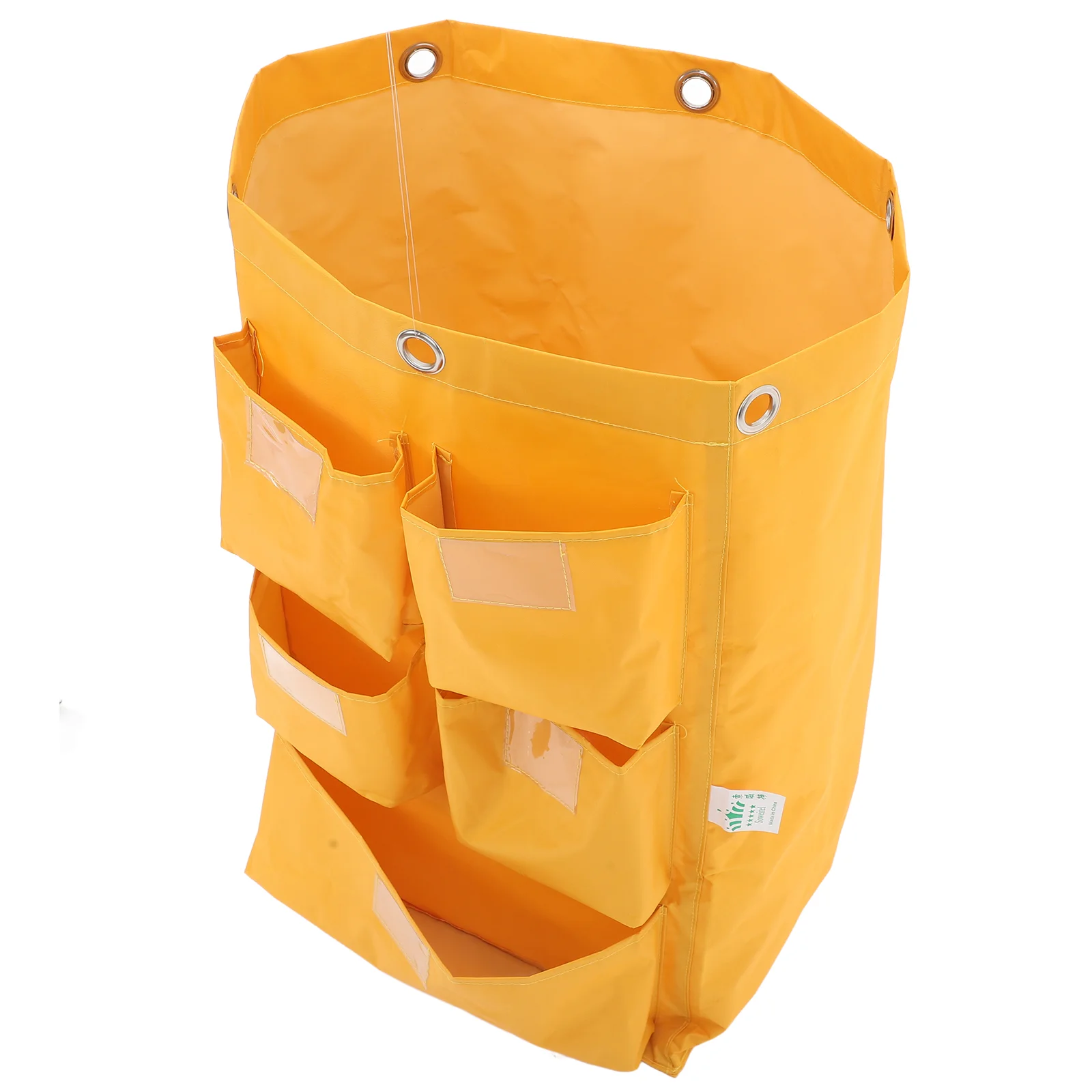 

Clean Car Bag Trash Collecting Housekeeping Cart Tarpaulin Janitorial Supply Yellow Cleaning