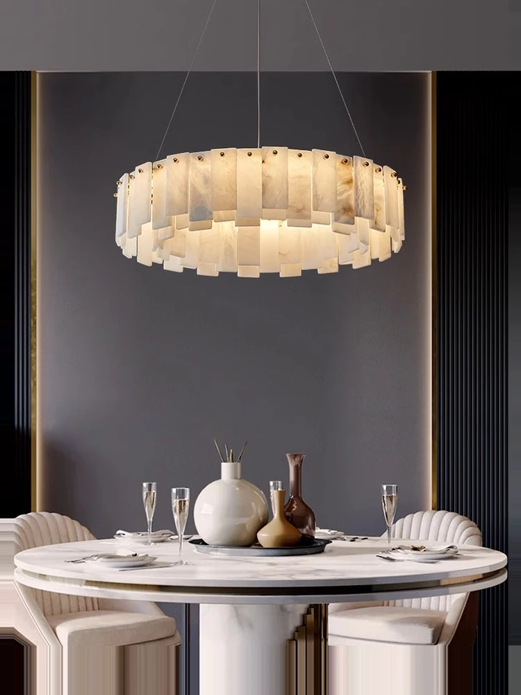 

2024 Trendy Marble Design Dimmable LED Chandelier Lighting Lustre Suspension Luminaire Lampen Hanging Lamps For Dinning Room