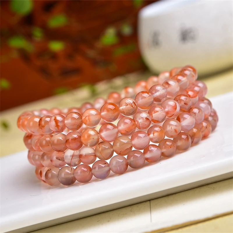 6MM Natural Carnelian 108 Buddha Bead Bracelet Handmade Crystal Quartz Jewelry Stretch Birthday Gift 1pcs