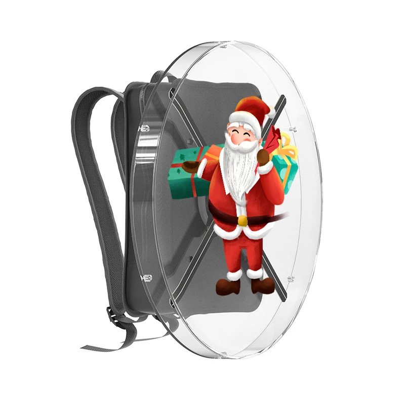 Backpack Holographic 3d naked eye Advertising 3D Holographic Light Emitting Diode Fan