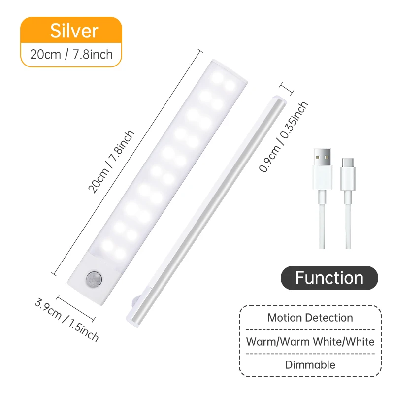 Motion Sensor Light Wireless LED Night Light USB Rechargeable Night Lamp Cabinet Wardrobe Lamp Under Backlight For Kitchen Led image 3