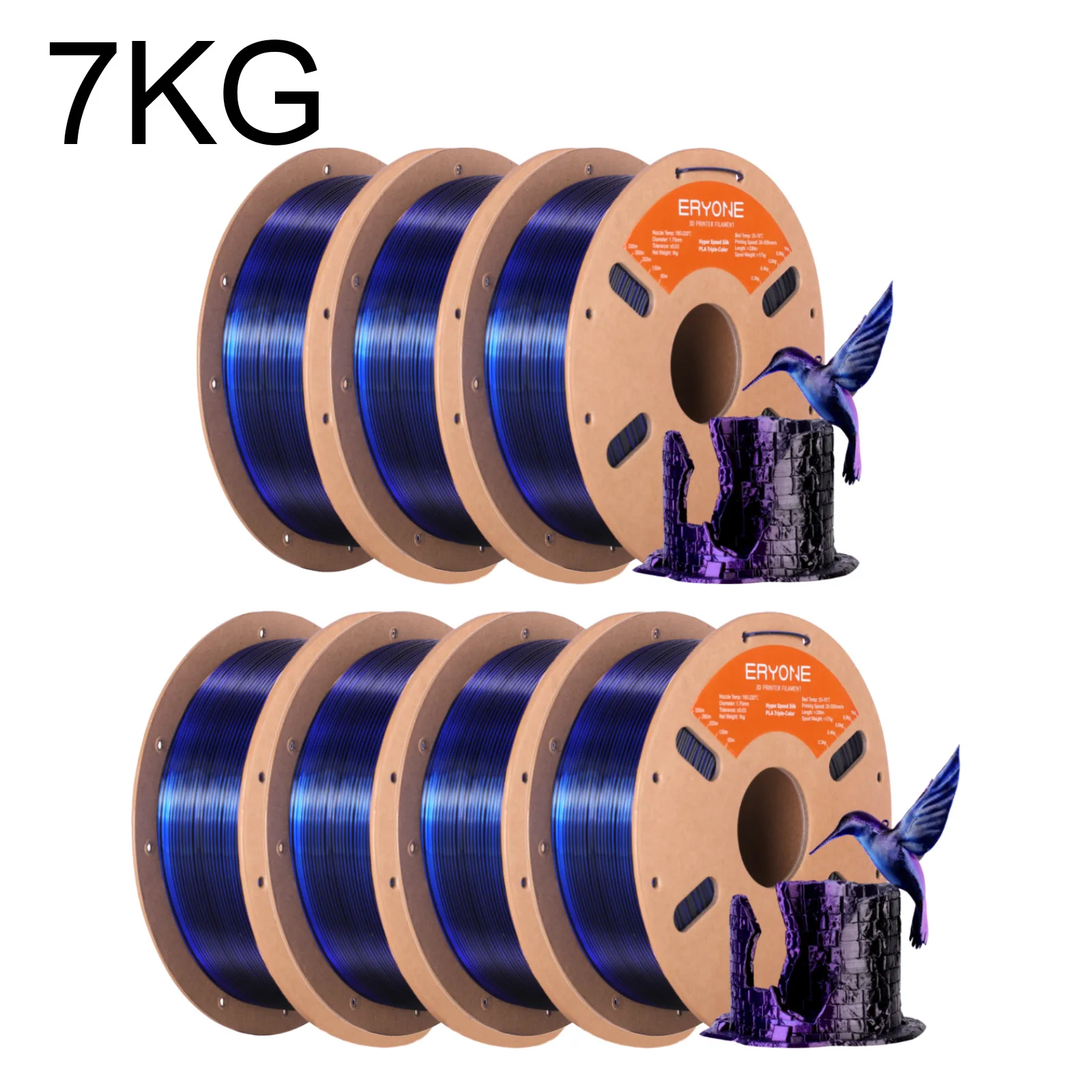 

ERYONE Hyper Speed Triple Color Silk PLA Filament 3D Printer Hyper Speed Coextrusion Filament PLA Shiny