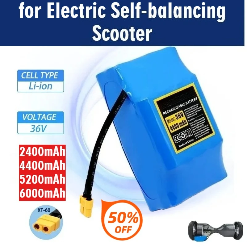 

Long-lasting 10S2P 36V 2400/4400m/5200/6000mAh Lithium Rechargeable Battery for Electric Self-balancing Scooter