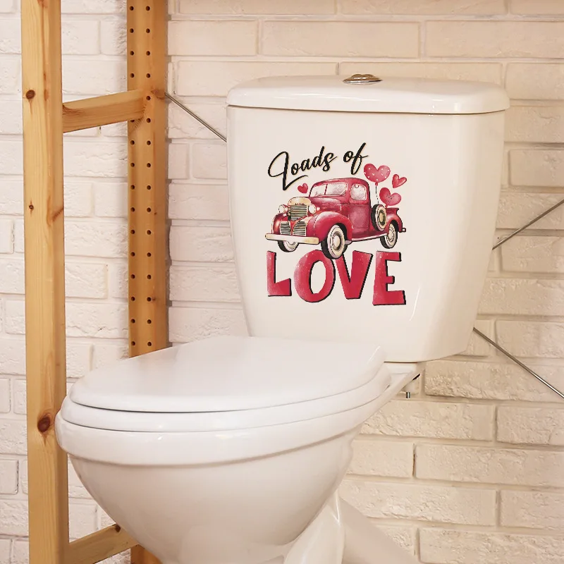 Love Wall Sticker for Happy Valentine's Day, Pink Car Toilet Sticker, Loads of Love Wall Stickers, Self-Adhesive