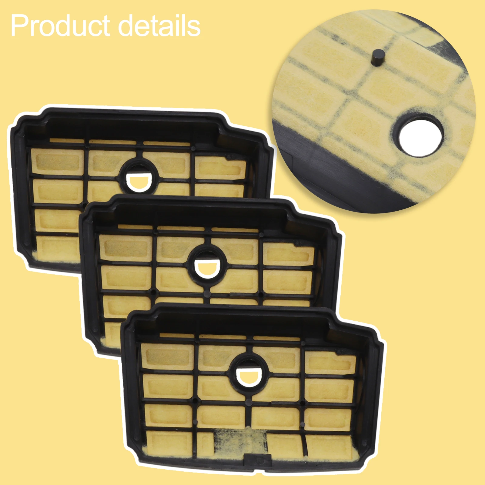 Filtro de ar mais limpo filtro de motosserra preto peças de motosserra resistência ao desgaste amarelo 3 peças filtro de substituição de motosserra
