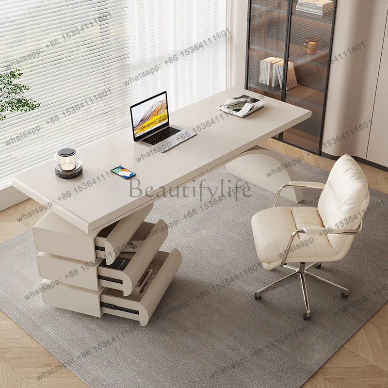 French light luxury modern simplicity, female solid wood Internet celebrity desk writing desk Cream style desk, small household