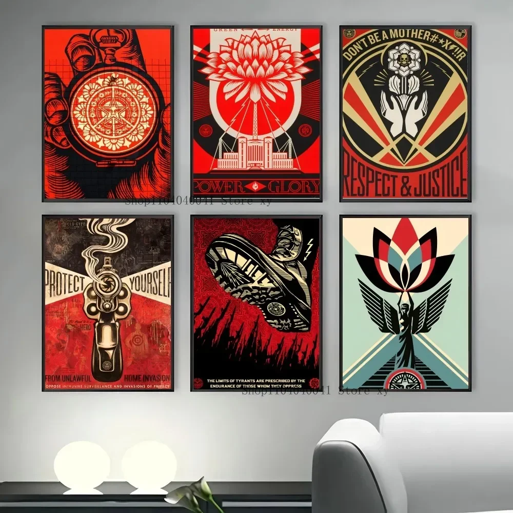 1PC Vintage Abstract Shepard Fairey Street Art Poster Paper Print Home Living Room Bedroom Entrance Bar Restaurant Cafe Art