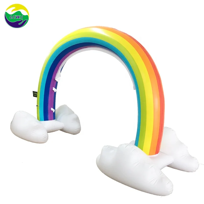 LC Premium Thick Eco-Friendly PVC Unique Outdoor Garden Fun Party Inflatable Rainbow Arch Sprinkler Kids Toys