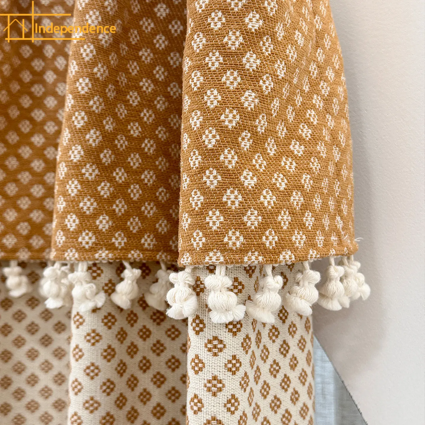 Orange Jacquard Thickened Cotton Chenille Patched Curtains for Living Room Bedroom French Window Customized Finished Products