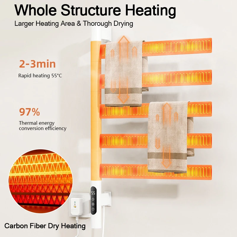 Electric Heated Towel Rails with Heated Towel Rail Heated Drying Rack Towel Warmer 110V US Standard Bathroom