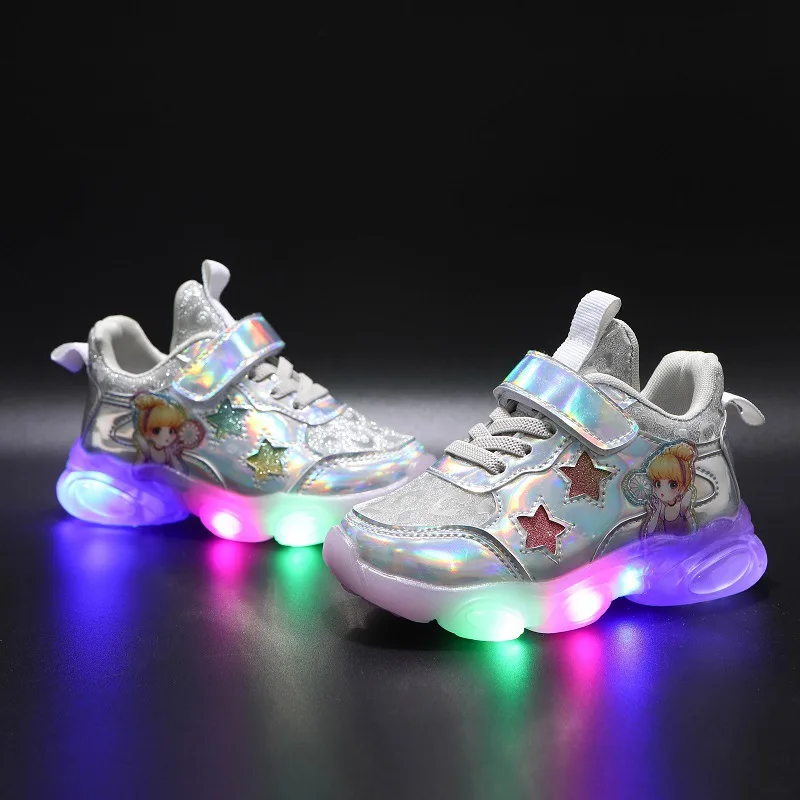 Autumn Child Sneaker Fashion Princess Girls' Casual Shoes Comfortable and Breathable Girl's Sneakers Trendy Glowing Shoe Tenis