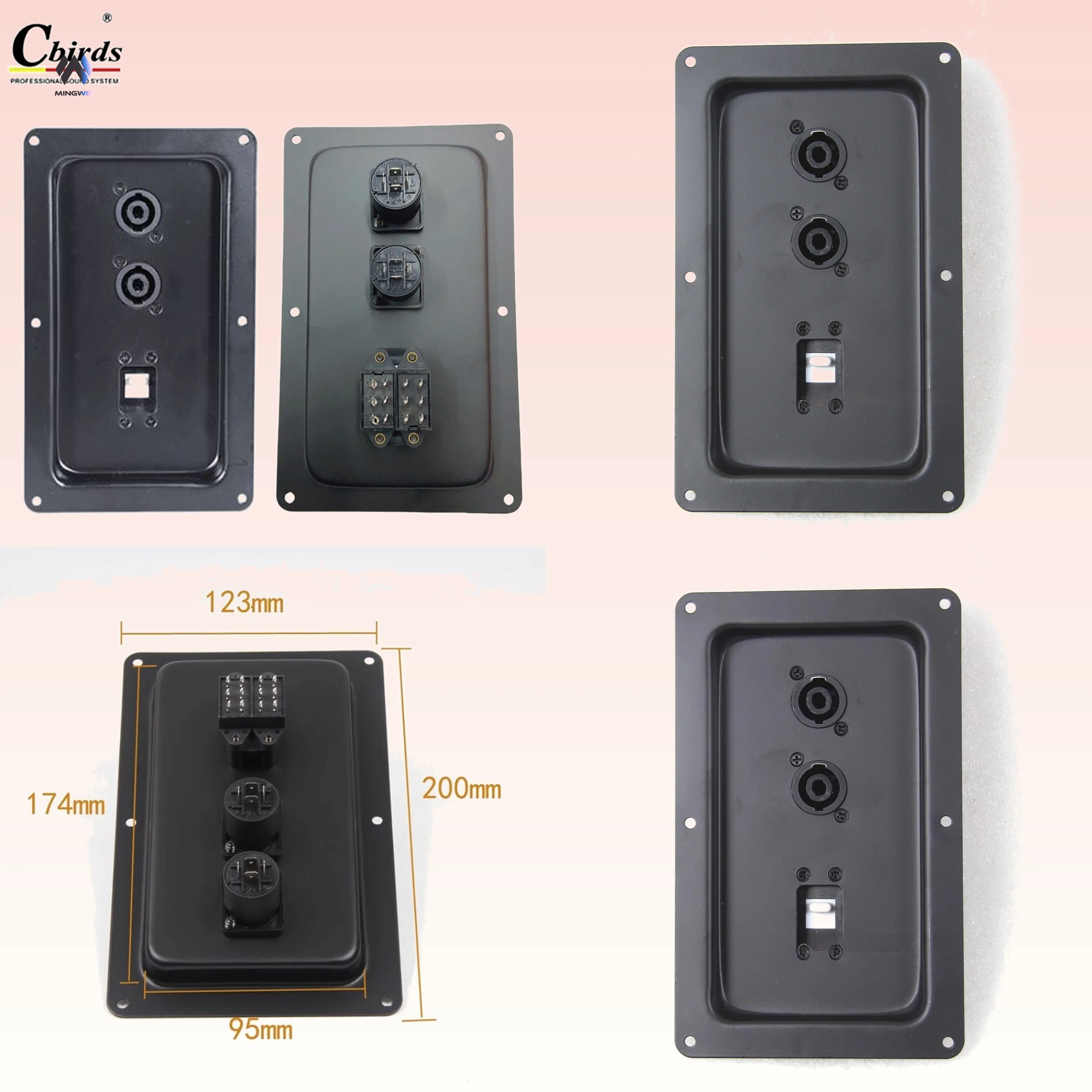 Placa de instalación de caja de conexiones para altavoces MW Audio, 2 unidades, con cableado de entrada, placa de hierro, doble conector de 4 núcleos Ohm para altavoz de audio