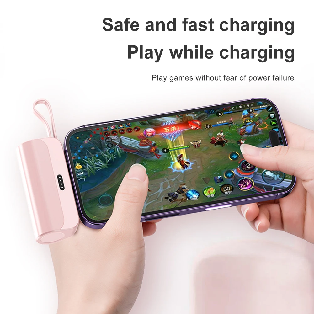 10000mAh Mini Portable Power Bank 2 in 1External Battery Plug Play Power Bank Type C Fast Effective Charger For IPhone Huawei