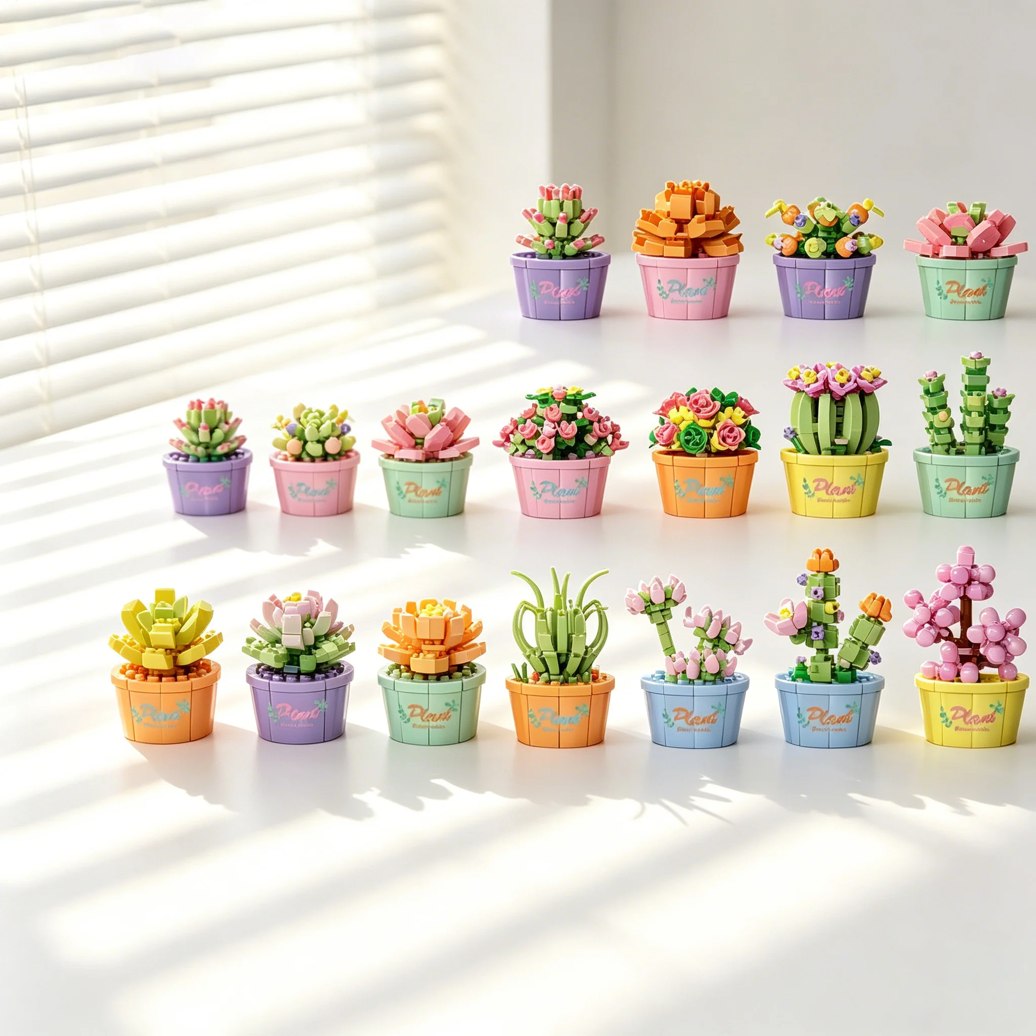 꽃 꽃다발 미니 입자 빌딩 블록 꽃 키트 3D DIY 크리 에이 티브 식물 홈 장식을위한 ... - 5