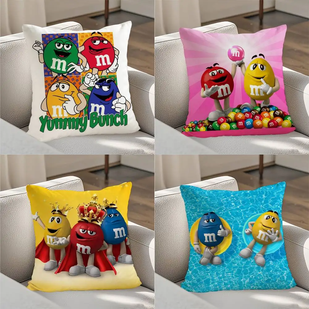 

M-M&M's Chocolate Candy Pillow Case Luxury Double-sided For Car Pillows 45x45 Cushions Cover Home And Decoration Sofa Pillowcas