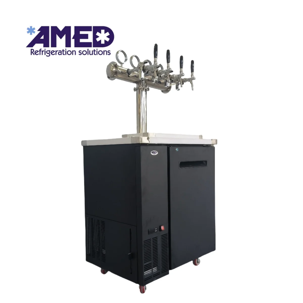 180L 4 Taps Portable Stainless Steel Draft Beer Cooler Dispenser With Electronic Thermostat Compact Small Footprint Design