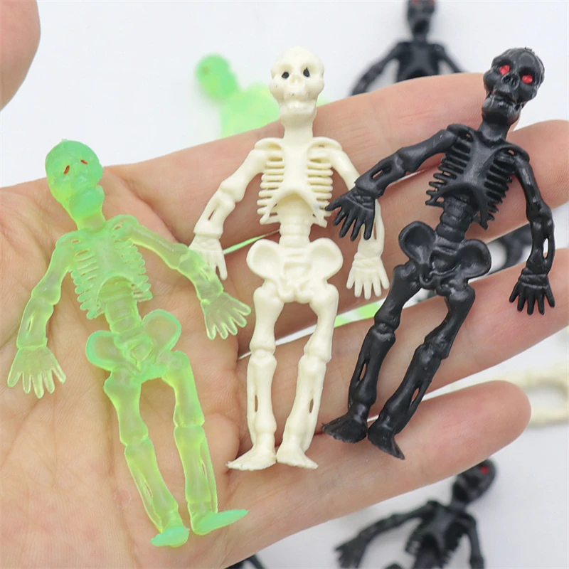 10pcs/Set Halloween Gift Luminous Funny Skeleton Human Model Skull Full Body Mini Figure Toys For Children Aldult Party Ornament