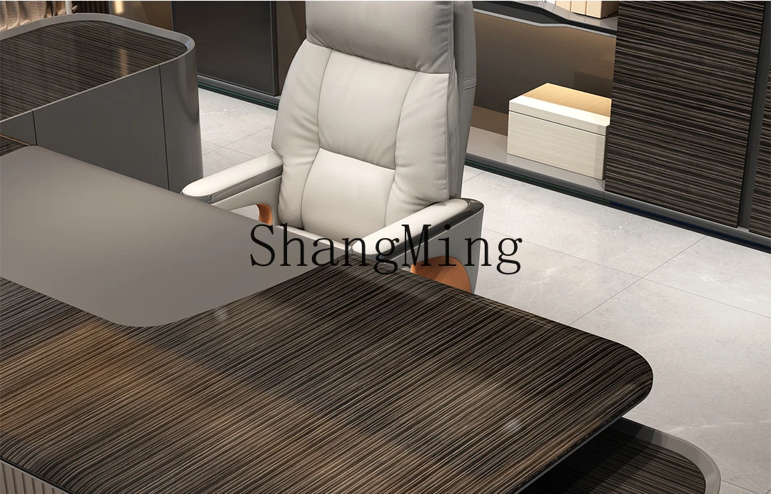 HJ light luxury high sense modern ebony leather paint boss desk president chairperson platform