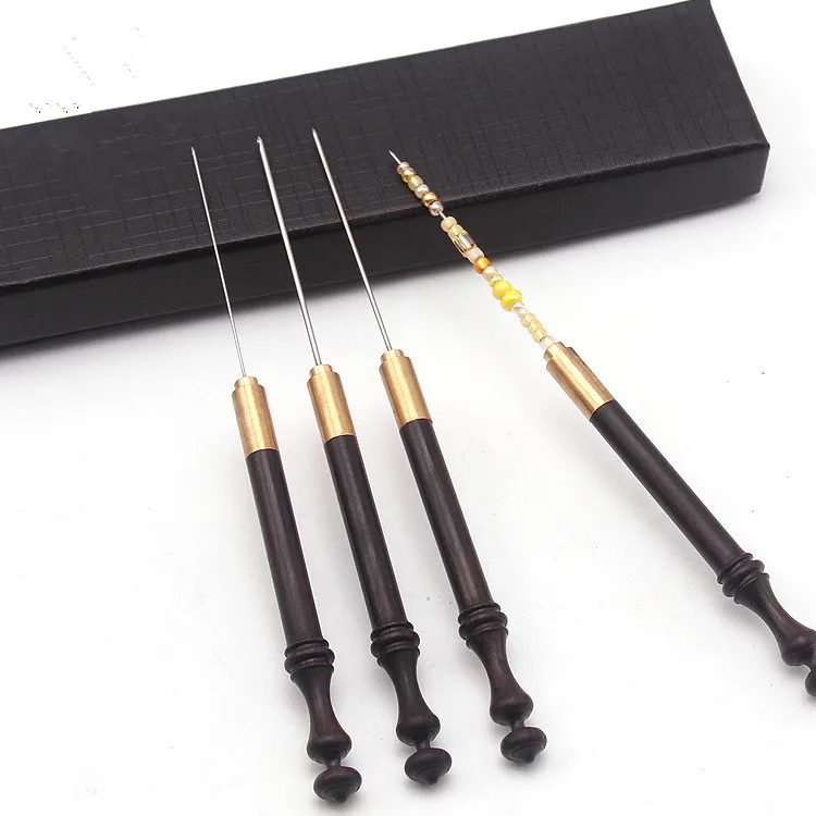 Embroidery Crochet Hooks Needle, Wooden Handle Beading Hooks for Sewing Embroidery Beading 0.6mm＋0.8mm＋1.0mm＋1.2mm Dropshipping