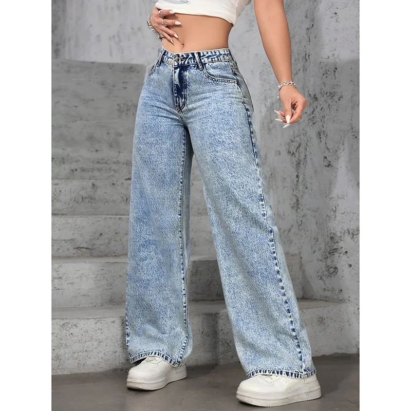 Hot Sale Female Thin Straight Leg Jeans Girls Classic Fashion Solid Denim Pants Women Korean Leisure Daily Trousers