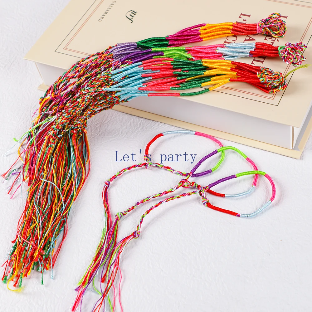 20Pcs Colorful Woven Rope String Bracelet Ankles for boy girl Birthday Party Favors Baby Shower Wedding Party Guests Small Gifts