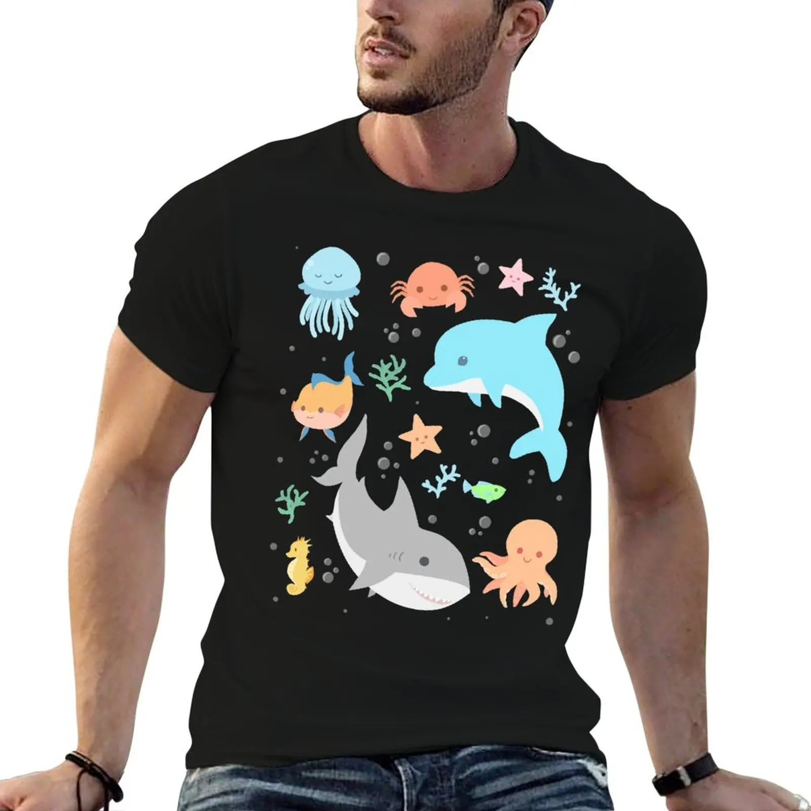 Creatures of the Sea T-Shirt valentines clothes heavyweights men workout shirt