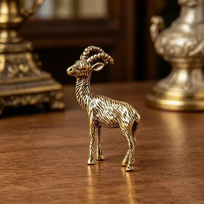 Goat Zodiac Small Ornament Lovely Mini Sheep Figurine Artistic Desktop Decor for Home Study Room New Year Gift
