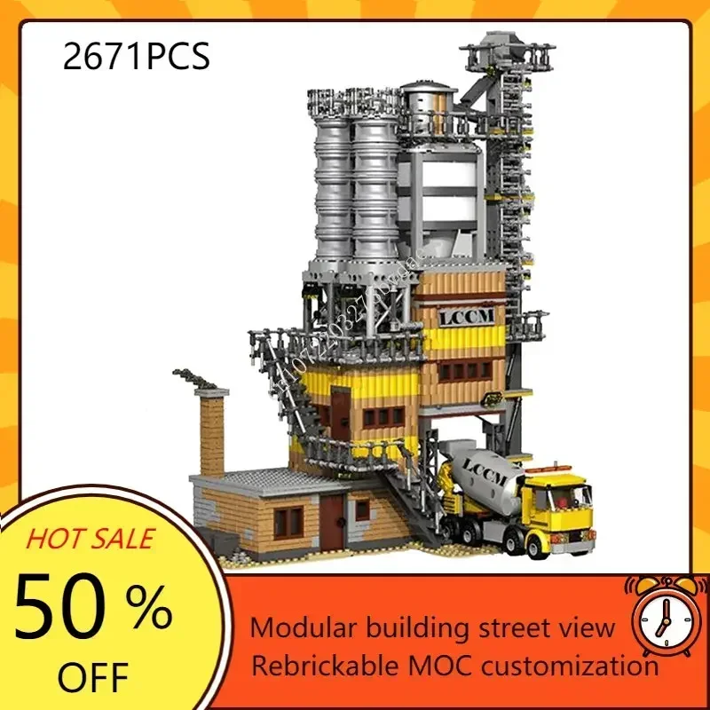 Concrete Mix Plant Modular MOC Creative street view Model Building Blocks Architecture DIY Education Assembly Model Toys Gifts