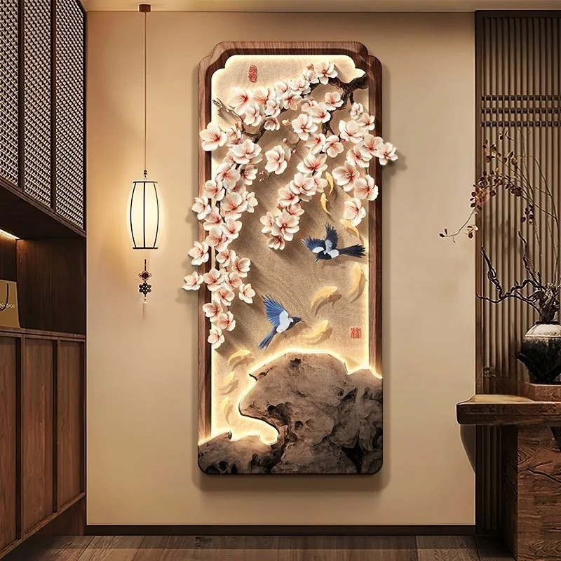 New Chinese entrance LED light painting Song Dynasty aesthetic nine fish picture corridor corridor light painting advanced sense