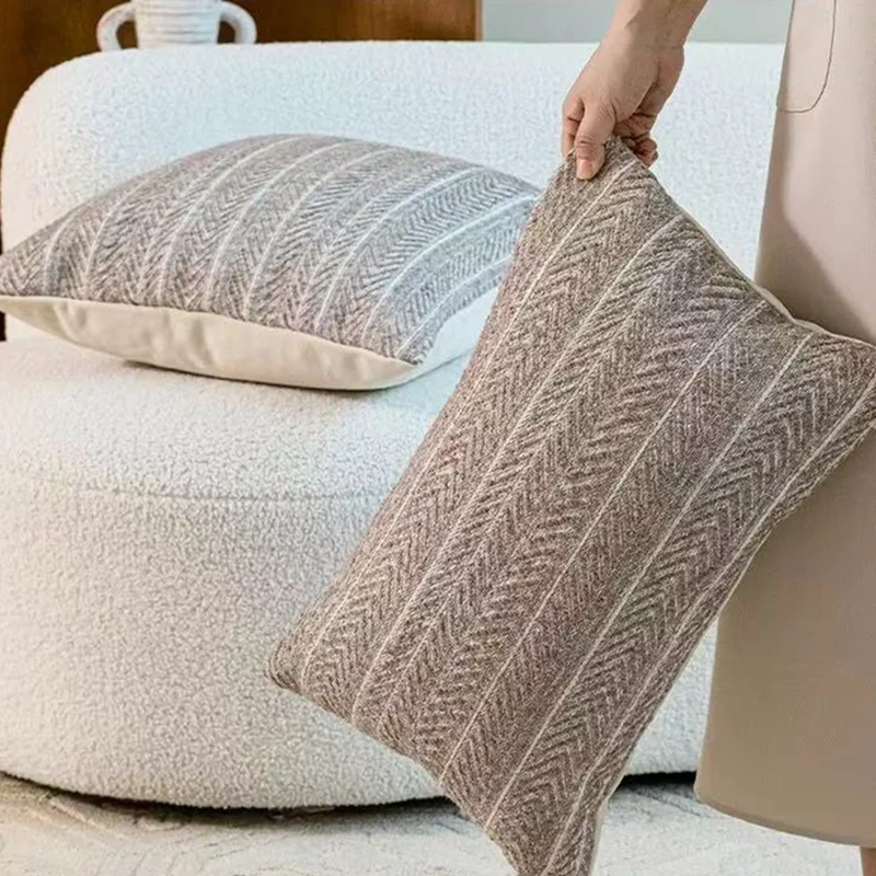 Fashion Ivory Small Dots Waist Pillow Case Woven Jacquard Texture Lumbar Living Cushion Cover Sell by Piece 12x20', Set of 1 Pc
