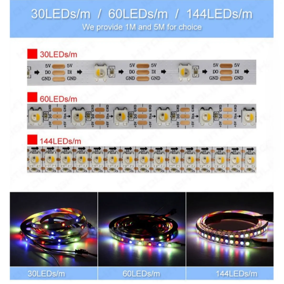 DC5V SK6812 RGBW/listwa Led RGBWW 4 in1 WS2812B IC 30/60/144Leds/m indywidualna inteligentna dioda Led adresowalna oświetlenie pikselowe 1M/3/4/5